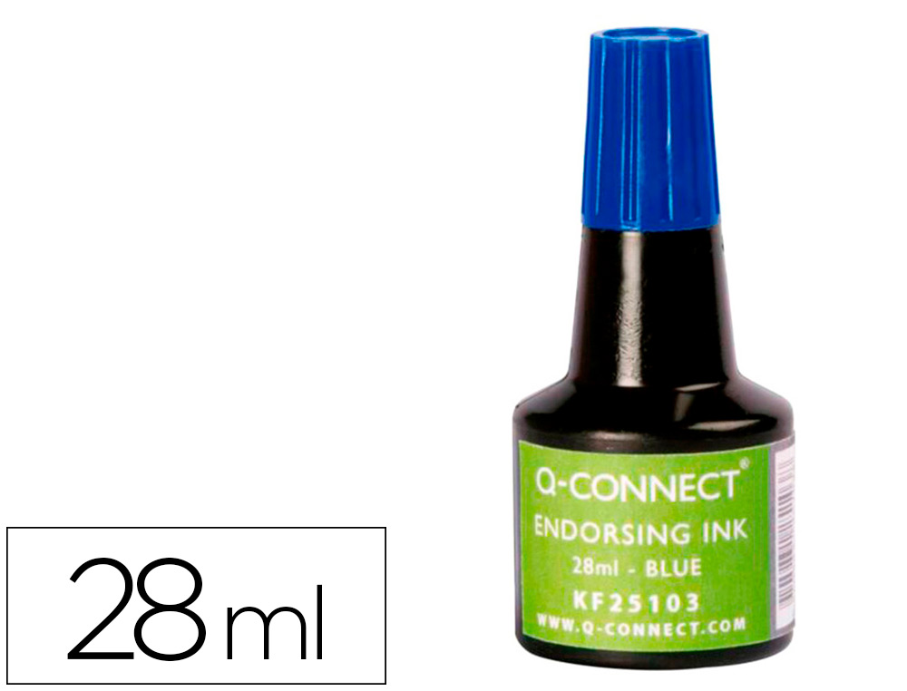 TINTA TAMPON Q-CONNECT AZUL BOTE 28 ML