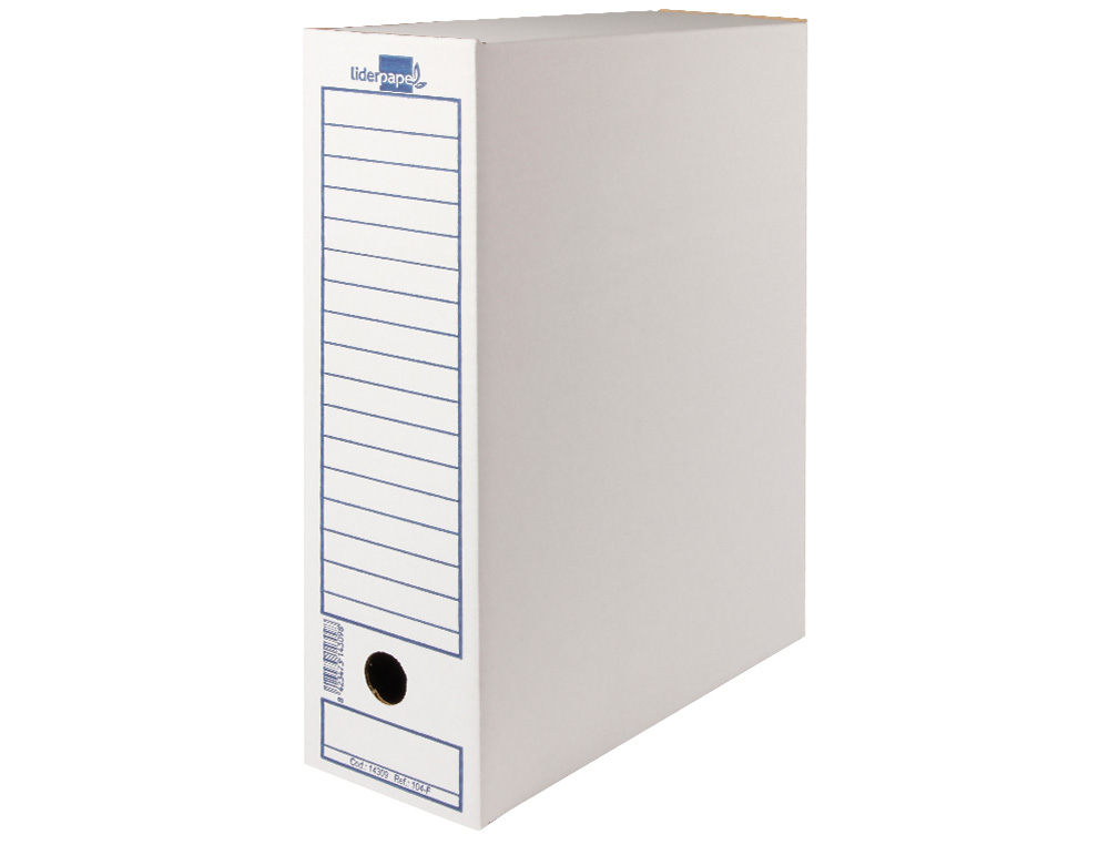 CAJA ARCHIVO DEFINITIVO LIDERPAPEL FOLIO PROLONGADO CARTON RECICLADO 325G/M2 LOMO 116 MM BLANCO 388X116X275 MM