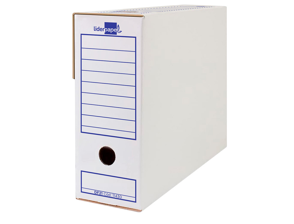 CAJA ARCHIVO DEFINITIVO LIDERPAPEL FOLIO PROLONGADO CARTON RECICLADO 325G/M2 LOMO 116 MM BLANCO 388X116X275 MM