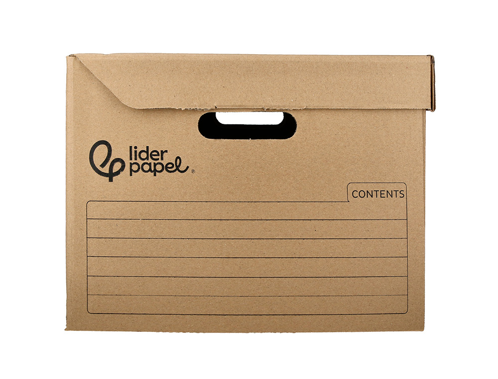 CAJON CONTENEDOR LIDERPAPEL CARTON MANUAL PARA 3 CAJAS ARCHIVO DEFINITIVO FOLIO / 3 ARCHIVADORES A-Z 387X333X260MM