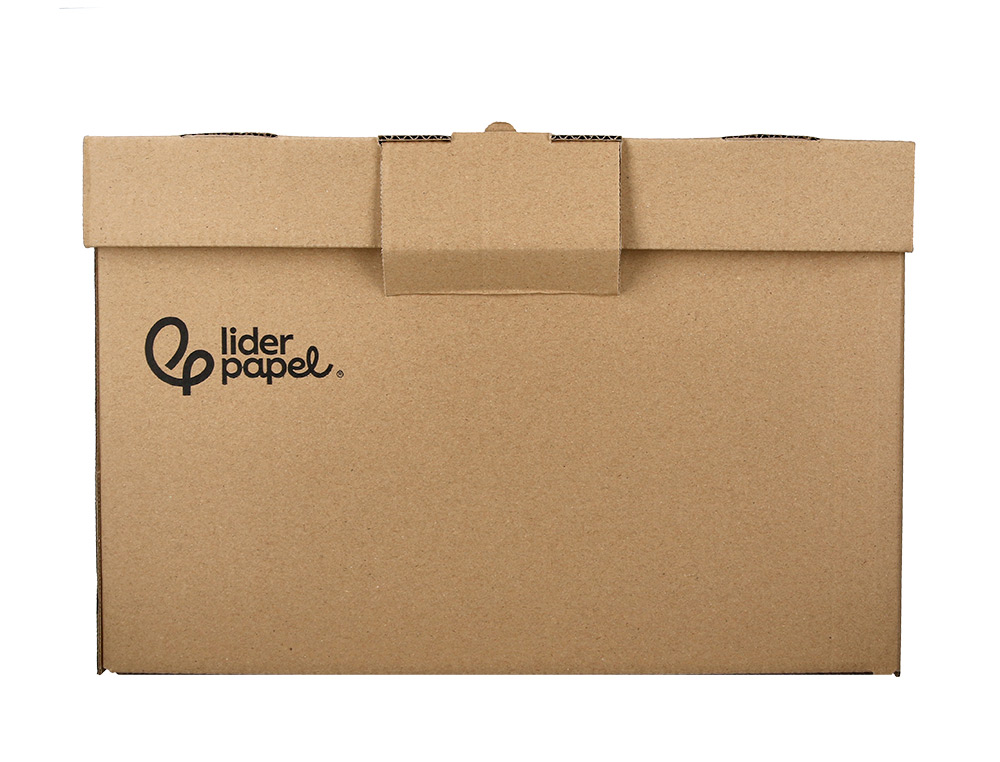 CAJON CONTENEDOR LIDERPAPEL CARTON MANUAL PARA 3 CAJAS ARCHIVO DEFINITIVO FOLIO / 3 ARCHIVADORES A-Z 387X333X260MM