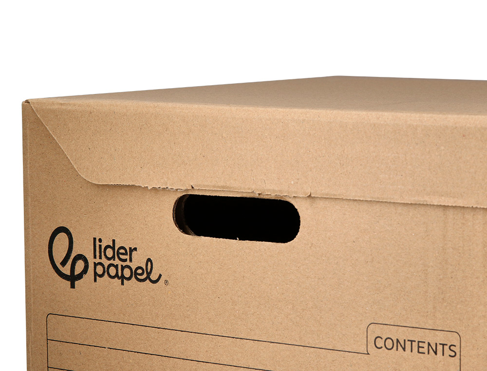 CAJON CONTENEDOR LIDERPAPEL CARTON MANUAL PARA 3 CAJAS ARCHIVO DEFINITIVO FOLIO / 3 ARCHIVADORES A-Z 387X333X260MM