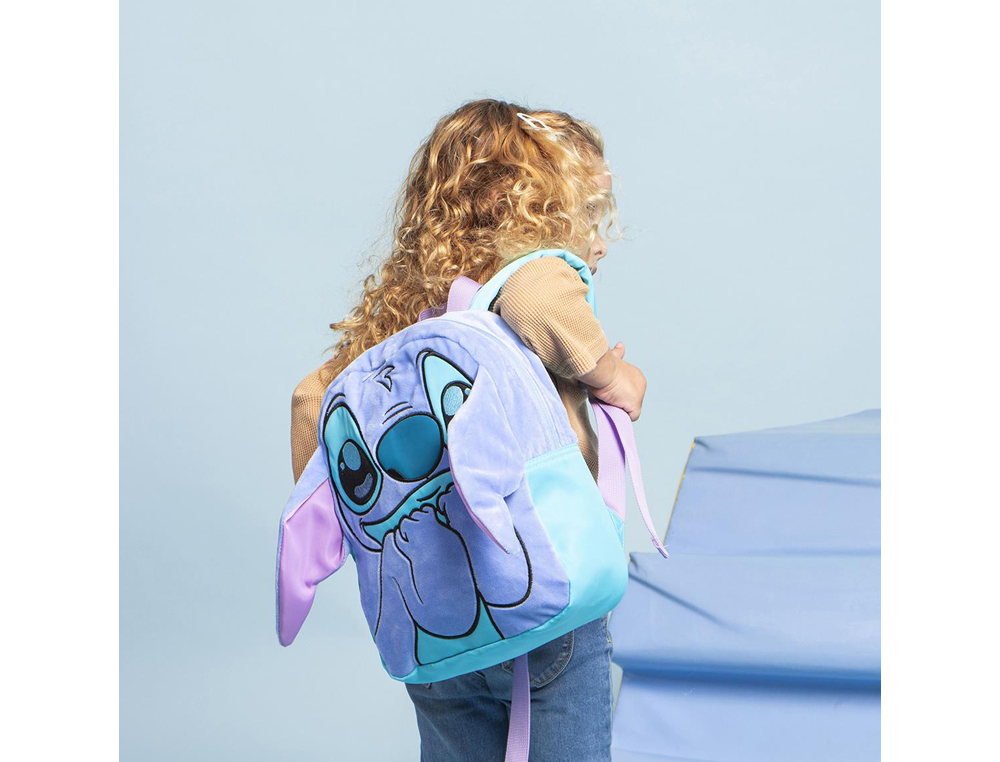 MOCHILA INFANTIL PERSONAJE APLICACIONES STITCH 210X270X90 MM