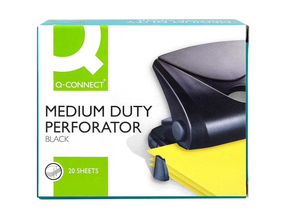 TALADRADOR Q-CONNECT KF01234 NEGRO ABERTURA 2 MM CAPACIDAD 20 HOJAS