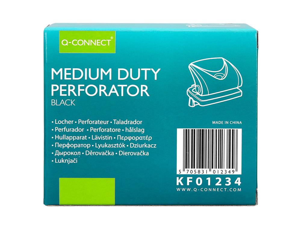 TALADRADOR Q-CONNECT KF01234 NEGRO ABERTURA 2 MM CAPACIDAD 20 HOJAS
