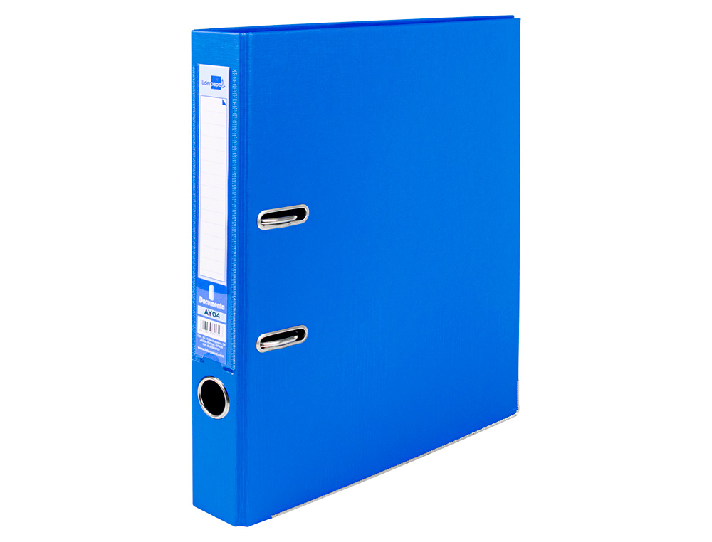 ARCHIVADOR DE PALANCA LIDERPAPEL A4 DOCUMENTA FORRADO PVC CON RADO LOMO 52MM AZUL COMPRESOR METALICO