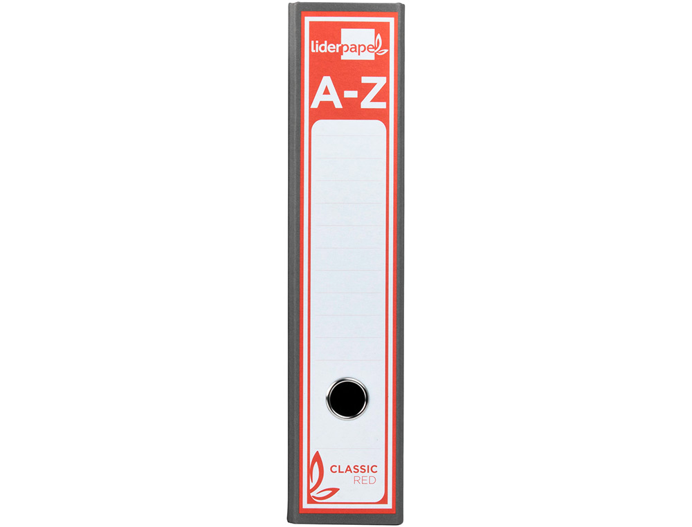 ARCHIVADOR DE PALANCA LIDERPAPEL FOLIO CLASSIC RED CARTON ENTRECOLADO SIN RADO LOMO 80MM GRIS COMPRESOR METALICO