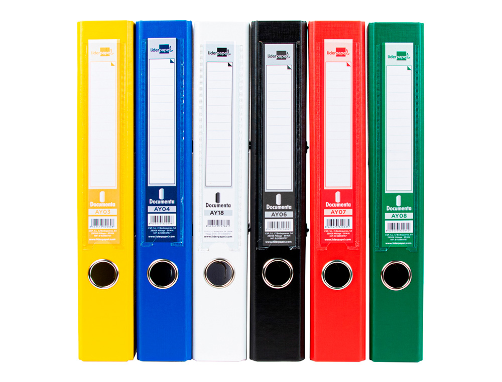 ARCHIVADOR DE PALANCA LIDERPAPEL A4 DOCUMENTA FORRADO PVC CON RADO LOMO 52 MM COLORES SURTIDOS CLASSIC