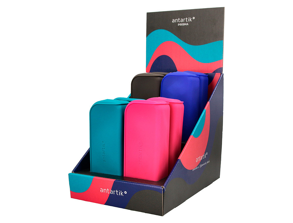ESTUCHE PORTATODO ANTARTIK PRISMA SOFT RECTANGULAR 185X50X75 MM EXPOSITOR DE 8 UNIDADES COLORES INTENSOS
